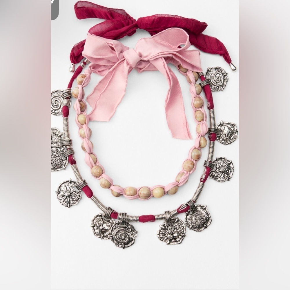 Zara PACK OF 2 WOVEN NECKLACES WITH METAL PIECES - Picture 3 of 5